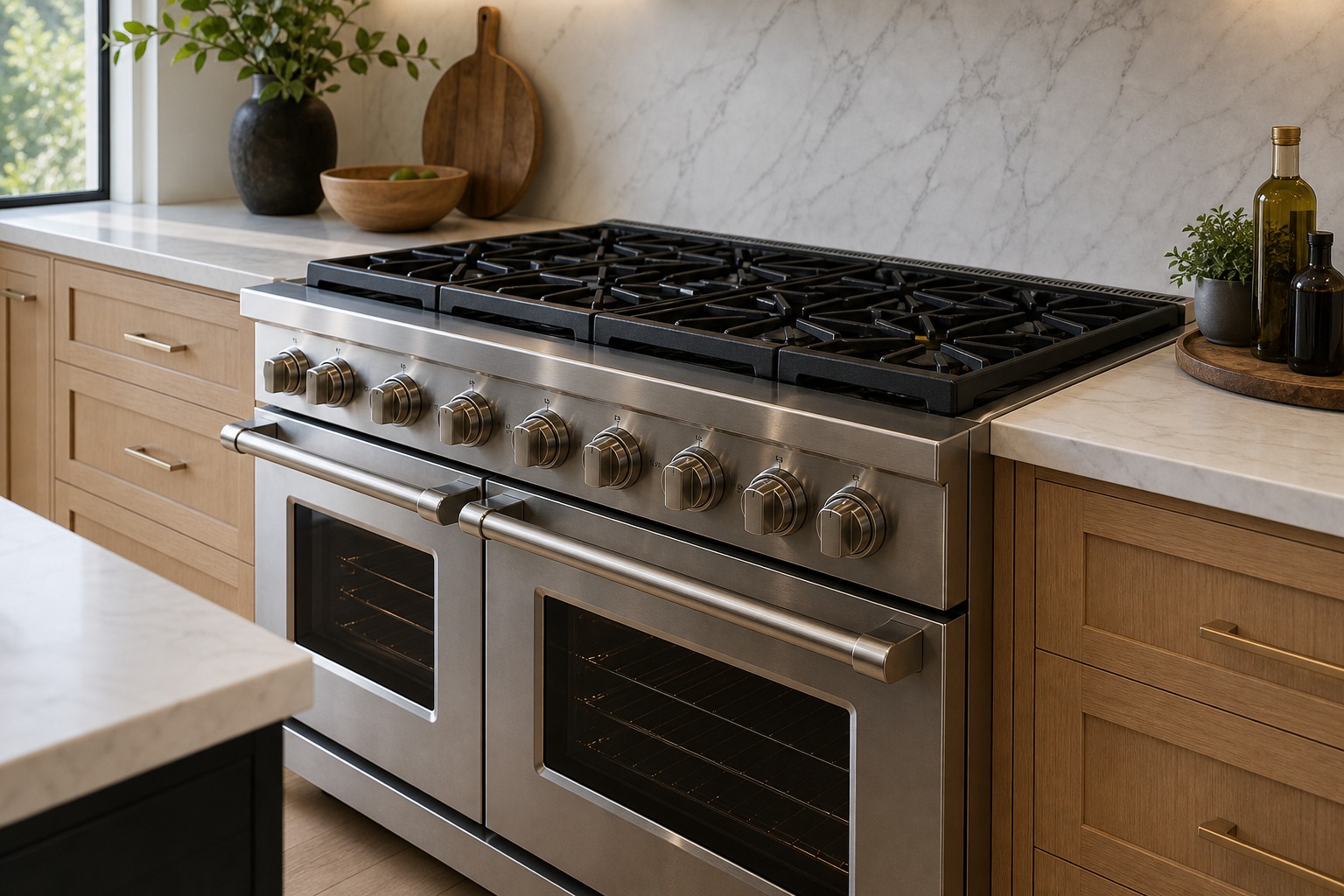 Viking professional range serviced in an Orinda hillside kitchen